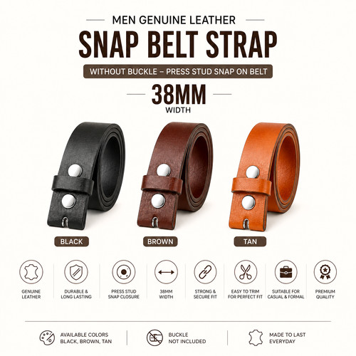 Men genuine leather snap - men,