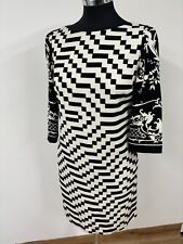 Max Mara Weekend Geometric Shift Dress UK 10 Black Cream Summer Wedding Holiday