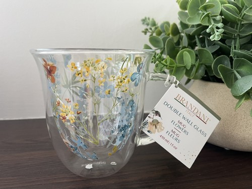 New double wall glass mug - new,