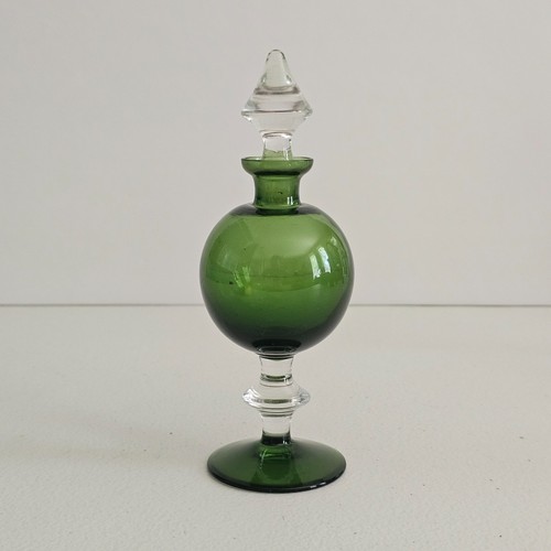 Vintage green glass decanter - glass,