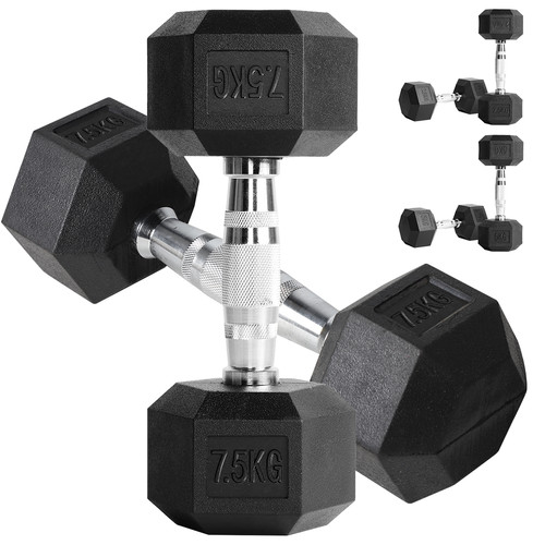 Hex dumbbells set - dumbbells, 5-7.5kg