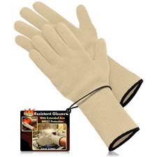 Oven Gloves With Fingers Heat Resistant Mitts Kitchen Cooking BBQ Long Arms UK