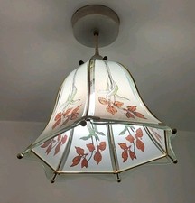 FROSTED RED FLORAL GLASS PANEL