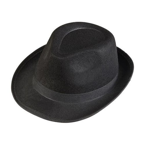 Adult black fedora felt hat - black,