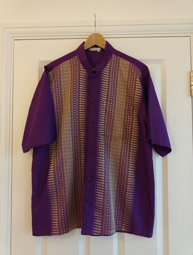 Thai silk mens purple short - thai,