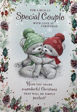 SPECIAL COUPLE CHRISTMAS CARD CUTE BEARS 7”x5” FREE P&P