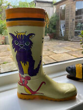 Hand painted welly, SCARY CAT signed. Unique gift, indoor planter, or vase.