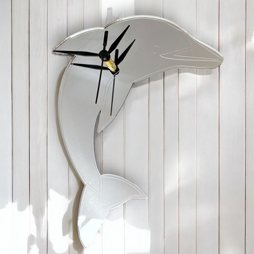 Etched dolphin shaped - dolphin, mirrored