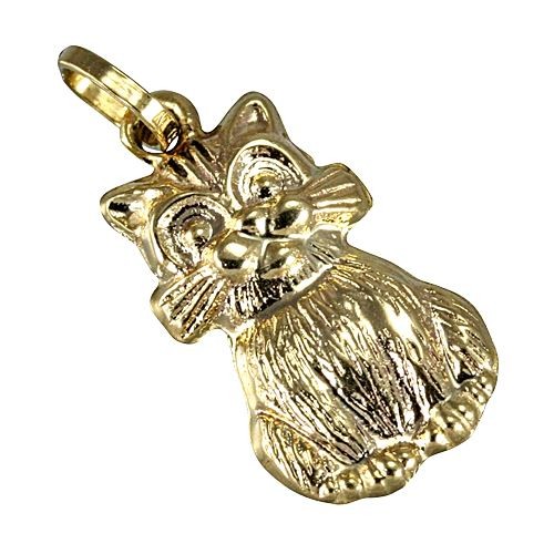 9ct gold hollow cat charm - gold,