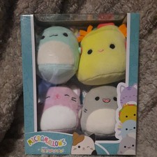Micromallows Squishmallows Original 4-Pack Irina Axolotl, Tabitha Cat, Tex Taco,