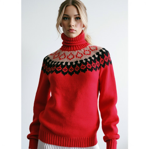 Red nordic womens sweater fair - red,