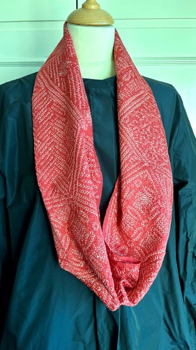 Silk shibori loop - silk, scarf;dusky