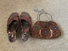 Sling back Shoes Size 6 1/2 plus Evening Bag Copper coloured