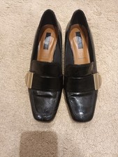 Ladies M&S Black Patent Leather Formal Shoes Size 6.5/40 Rrp £55 Worn 3x Vgc 
