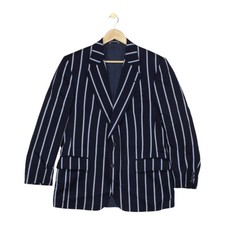 Vintage Austin Reed Striped Blazer Mens Size 40S Blue Wool Viscose England Made