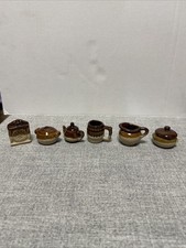 Antique 6 Glazed Pottery Miniatures / Doll House; Vintage Rare