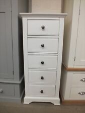 CLEARANCE PARIS WHITE 5 DRAWER NARROW CHEST EX-DISPLAY