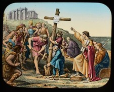 Magic Lantern Slide FIRST TEACHING OF CHRISTIANITY IN BRITAIN C1890 RELIGION