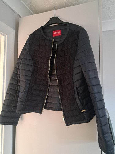 Ladies guess black puffa coat - black,