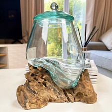 Molten Glass Jar Teak Root