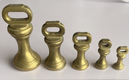 Set vintage brass scale - set,