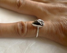 Rough Natural Shungite Sterling Silver Ring Size J Handcrafted Jewellery