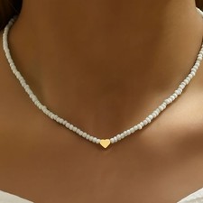 Elegant Beaded Heart Necklace