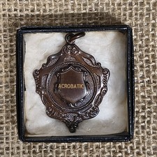 Antique Vintage Watch Fob Medal Bronze Colored Acrobatic