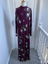 Brand New Ladies M&S Collection Burgundy Red Floral Print Maxi Dress Size 14