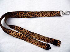 Animal Print Gold Leopard Lanyard with Safety Break and Metal Trigger Clip