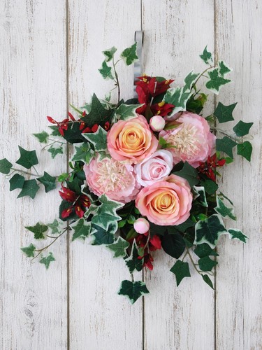 Artificial rose peony pink red - artificial,