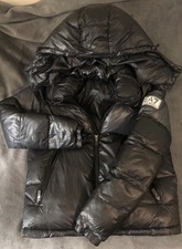 EA7 Emporio Armani Black Puffer Jacket Size M Detachable Hood Full Zip