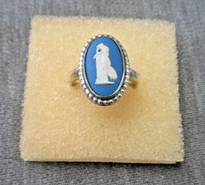 Wedgwood Dark Blue Jasperware & Sterling Silver ring - size M