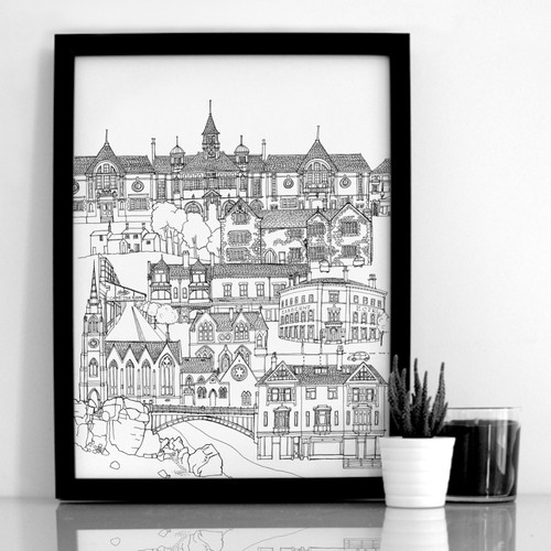 Ilkley art print - ilkley, black