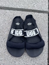 UGG Girls Zuma Sling Sport Sandals Black/White SZ 12 Lightweight Elastic Straps