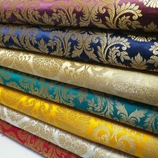 Brocade Floral Fabric Gold
