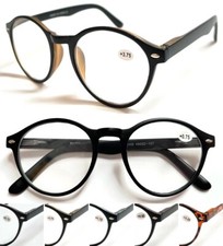 Black Reading Glasses 0.00~+4.00 Big Round Lens Retro Stylish Classic Deign L105