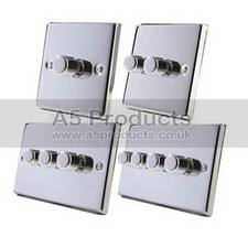 10A 2 Way Push On/Off Dimmer Switch 400W Polished Chrome (Silver Effect) Square
