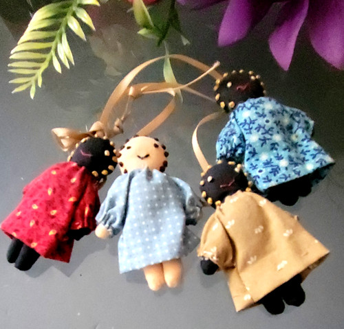Primitive dress folk art rag - primitive,