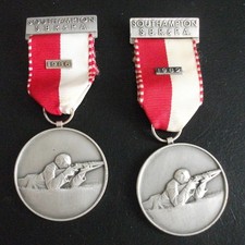 Shooting medals - 2 x Southampton SBR & PA - ribboned - date bars - engraved