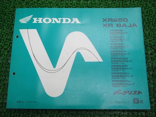Xr250 baja parts list - xr250, 6th