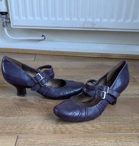 Clarks purple leather mary - leather,