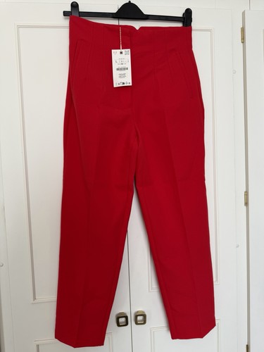 Zara red crop trousers size - zara,