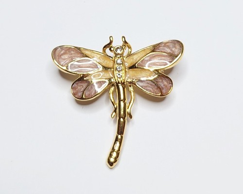 Gold tone dragonfly - dragonfly, brooch