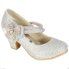 GIRLS COURT SHOES LOW HEEL PARTY WEDDING EVENING BRIDESMAID MARY JANE SANDALS