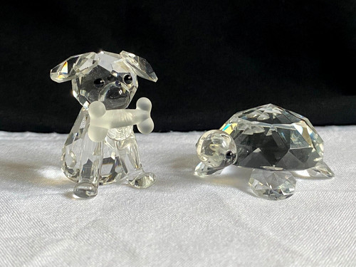 Glass puppy with bone turtle - bone, +