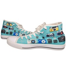 Camera Print High Top Sneakers