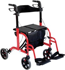 AIDAPT Duo Deluxe Rollator and Transit Chair in One Colour Red VP184RED