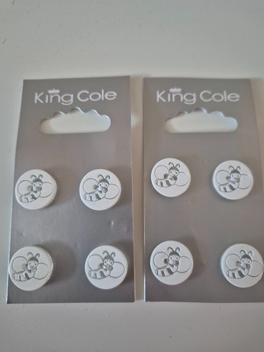 King cole white bee buttons - king,