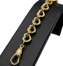 SOLID 9CT GOLD ON SILVER 7.5 INCH Heart Woman's BELCHER BRACELET - Gift